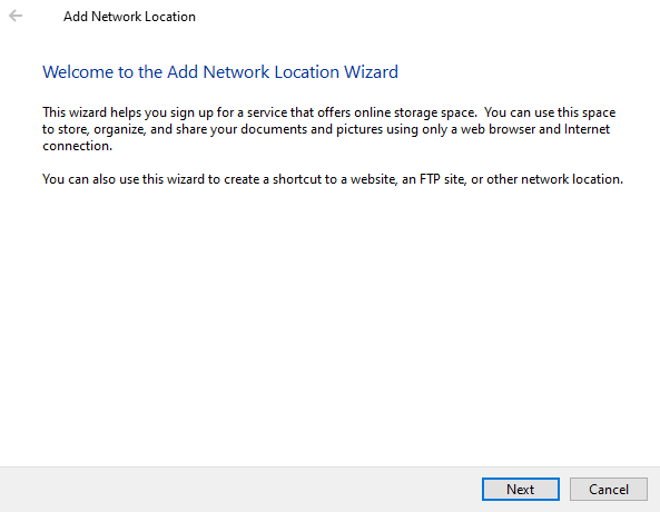 Samba connection in Windows Explorer: Network Connection Wizzard
