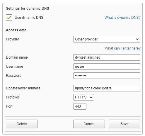 Speedport Smart Dynamic DNS Configuration - Other Provider